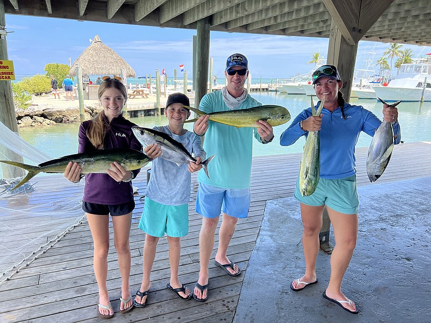 Morgan Amato, a freshman at Parrish Community High School, TJ Amato, a sixth grader at Lakewood Ranch Preparatory Academy, and their parents, Mike and Heather Amato, go deep sea fishing in the Florida Keys.