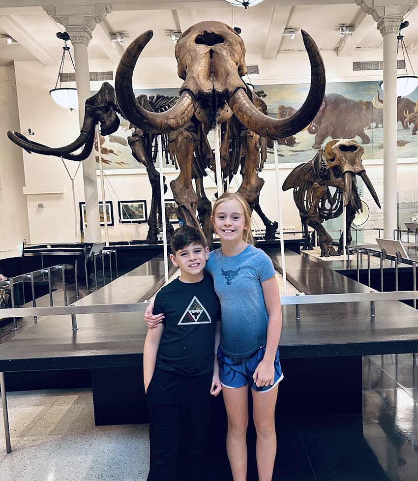JJ Waldon, a fourth grader at Lakewood Ranch Preparatory Academy, and his sister, Brie, who is a fifth grader, visit the dinosaur exhibit at the Museum of Natural History in New York City.