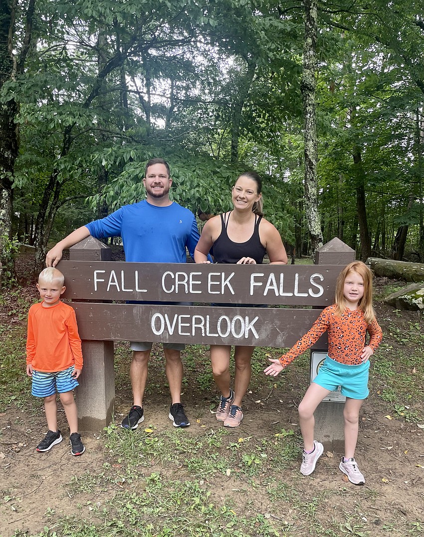 Conner Steinberger, a kindergartner at Lakewood Ranch Preparatory Academy, hikes at Falls Creek Falls in Tennessee with his parents, David and Michelle, and his sister, Raelynn, who is a first grader.