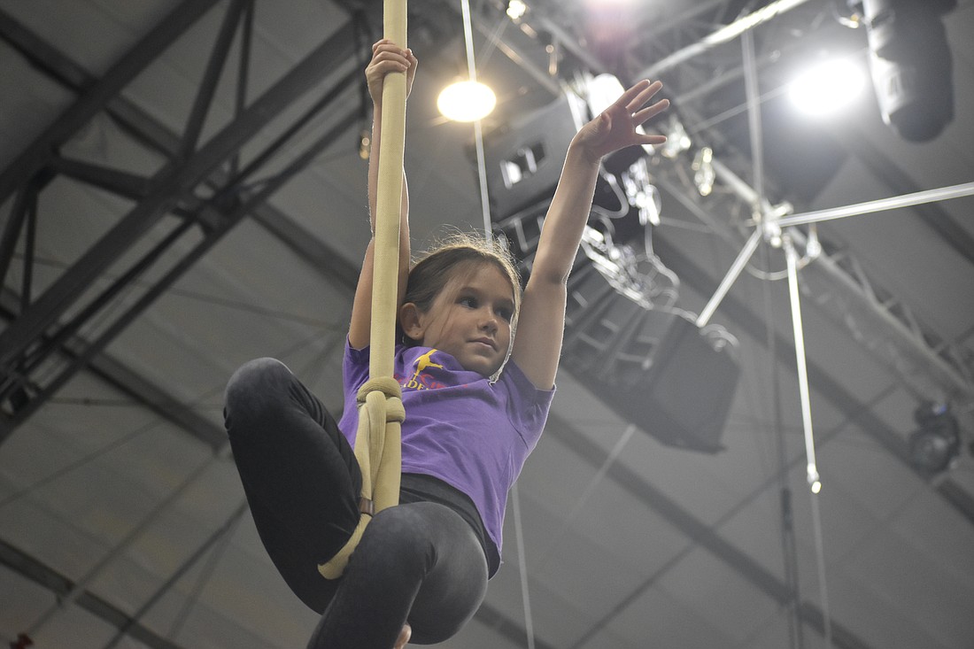 Nine-year-old Estella Stroth reaches great heights.
