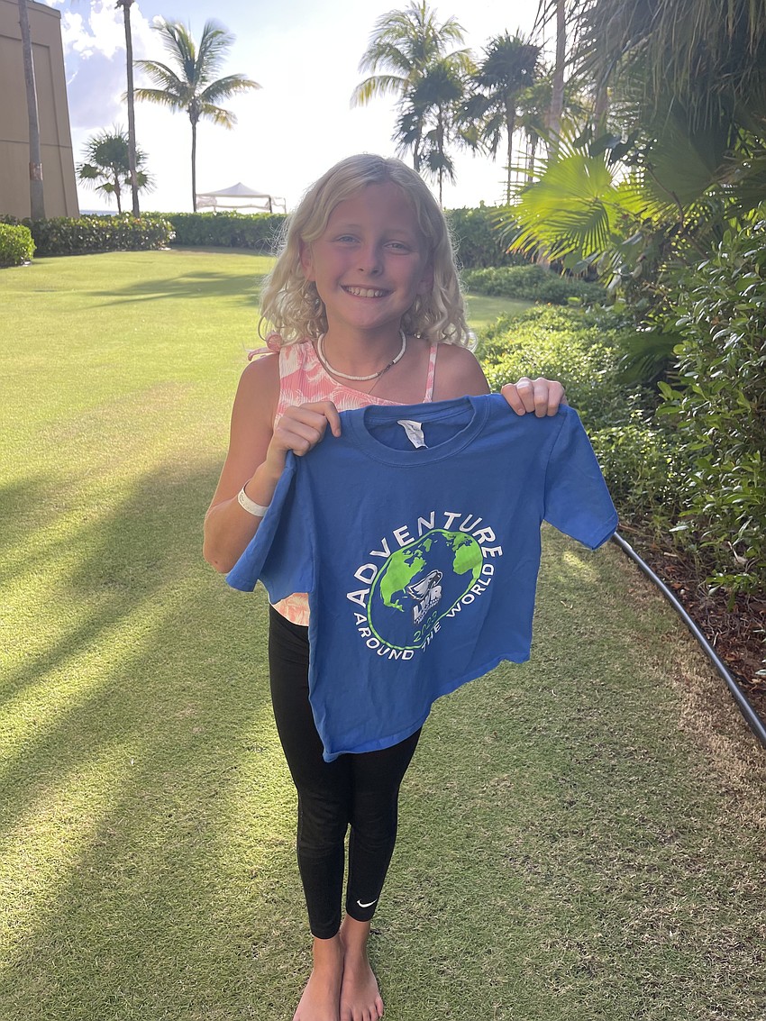 Finley Buck, a fifth grader at Lakewood Ranch Preparatory Academy, shows her eagle pride during a trip to the Grand Cayman.