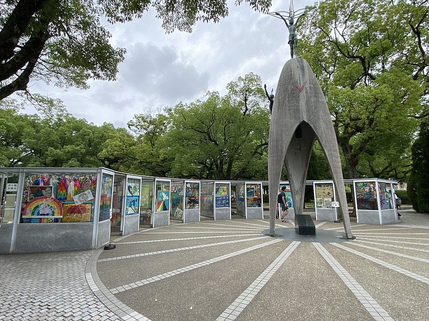 Josiah Brooks, a music teacher at Gene Witt Elementary School, visits the Hiroshima Children's Peace Memorial in Japan. The memorial is dedicated to the children affected by the dropping of the Little Boy atomic bomb on Hiroshima.