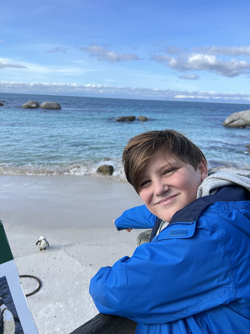 Zachary Danahy, a sixth grader at Lakewood Ranch Preparatory Academy, takes in the view of Cape Peninsula in South Africa.