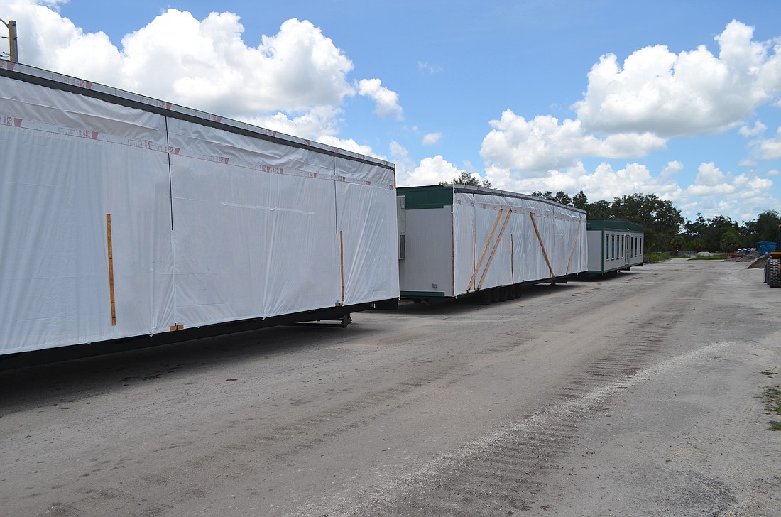 This three-piece modular building will serve as the temporary clubhouse at Bobby Jones Golf Club. A permanent structure is currently under design.