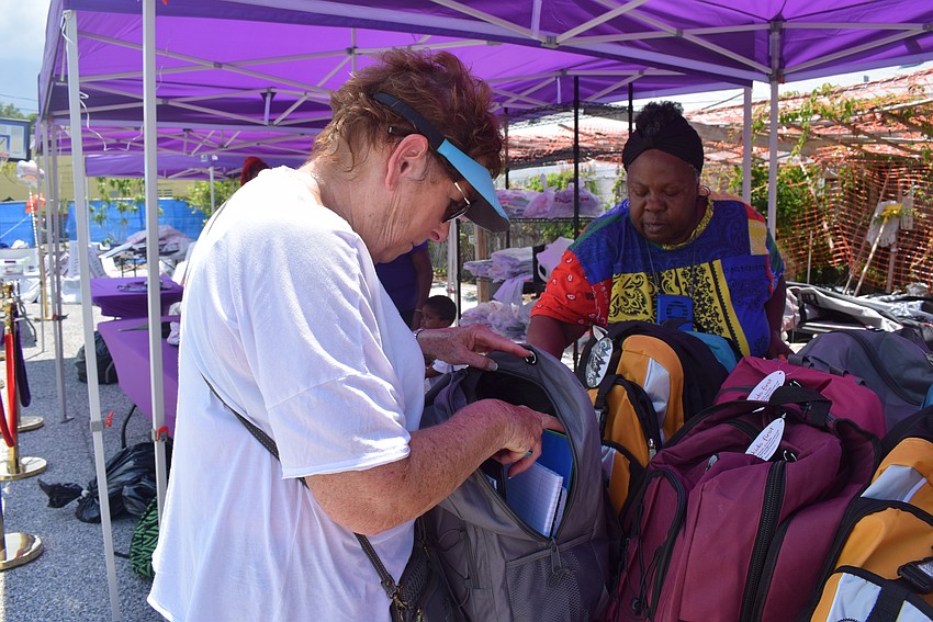 Arlene Davis and Gina Hubbard at the SCLO back-to-school drive