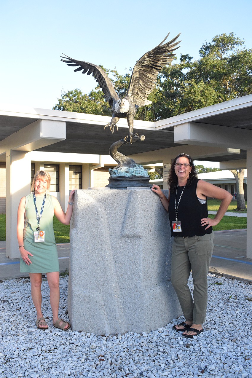 Lindsey Brown, a varying exceptionality teacher, and Charity Applegate, a varying exceptionality paraprofessional, are ready for the first day. 