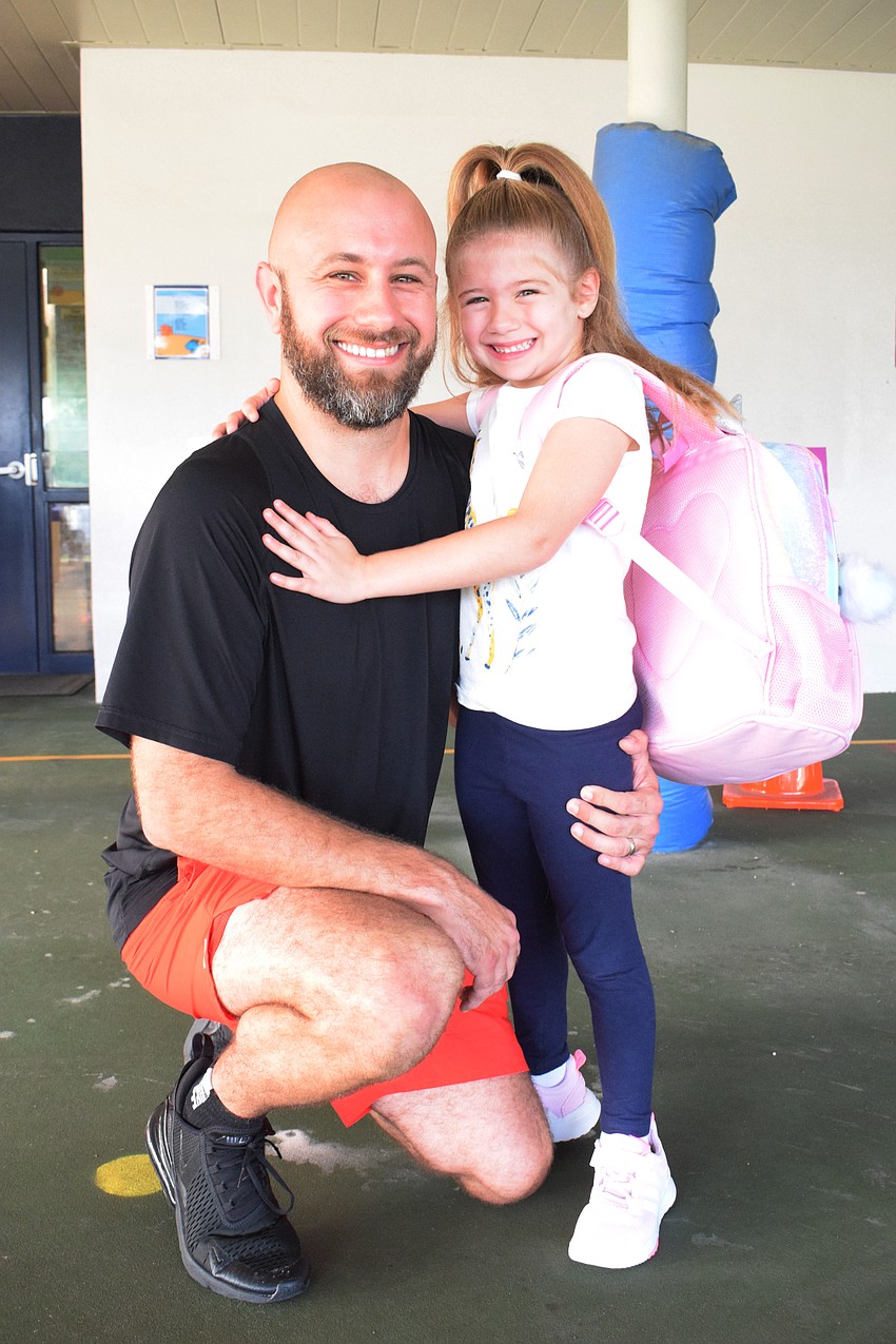 Carlos Hernandez and his daughter Carlee Hernandez, a kindergartner at Gene Witt Elementary School, look forward to seeing their friends and meeting Carlee's classmates.