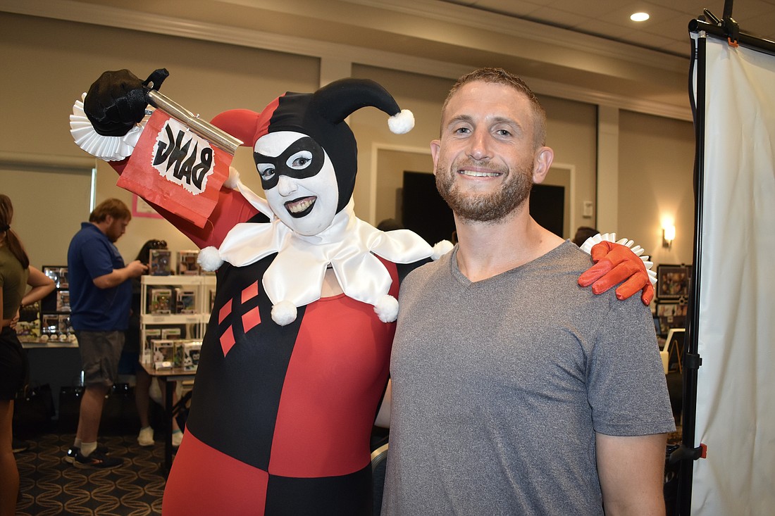 Lori Goldmeier, dressed as Harley Quinn from DC Comics, and Ryan Jacobson