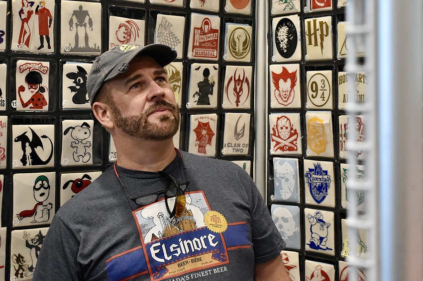 Jason Redmon browses the decals available from many different media franchises.