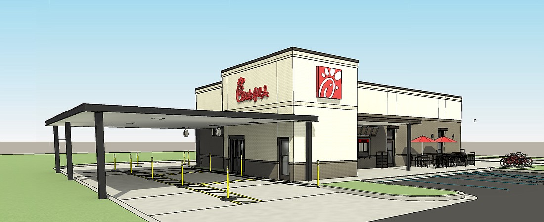 A rendering of the proposed drive-thru-only Chick-fil-A at Kernan and Atlantic boulevards.