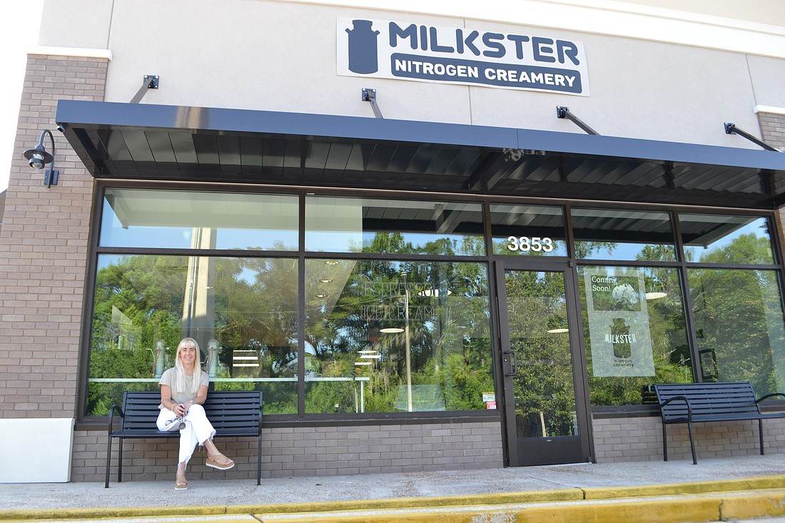 Kristy Iuliano, owner of Milkster Nitrogen Creamery, outside the shop at 3853 Hendricks Ave. in Miramar Plaza near San Marco.