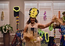 Maya Taeoalii dances for the audience, but she arrived before the performance at Grand Living at Lakewood Ranch to teach the ladies how to hula dance.