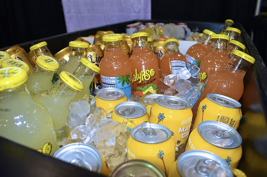 A variety of drinks are on offer at a stand at the event.