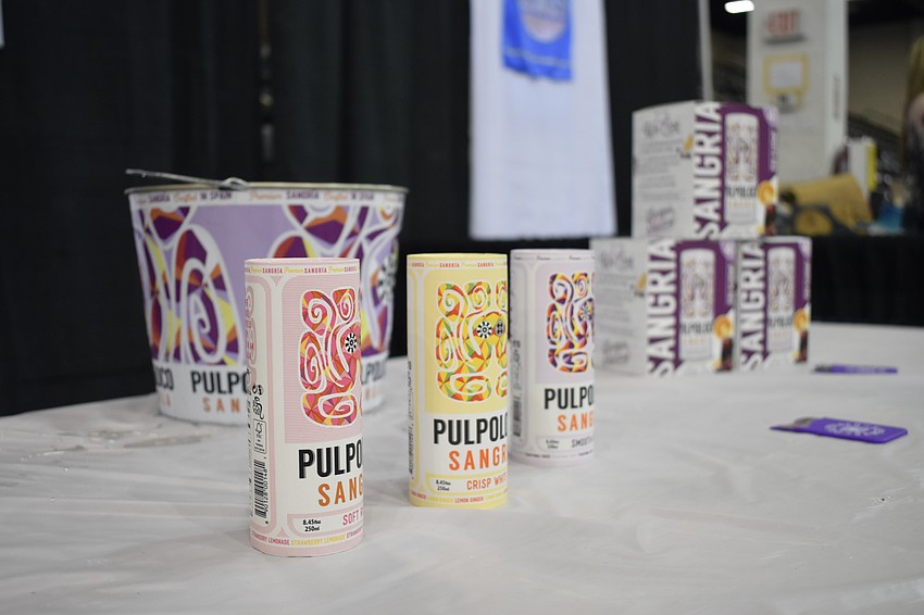 Pulpoloco Sangría drinks are set out for tasting.