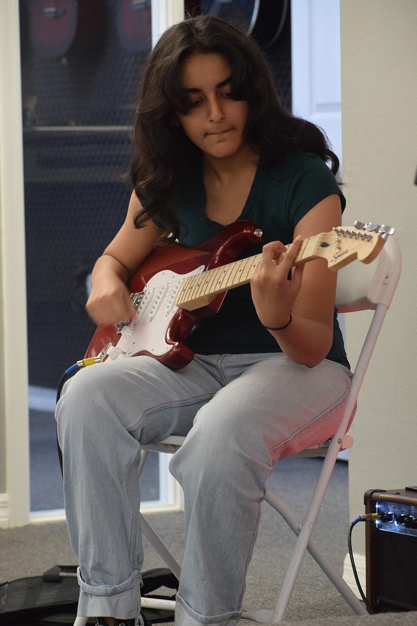 Sarasota 15-year-old Sanvi Thakkar says she was nervous to perform in front of people at first during Music Compound's Back to School Bash, but once she started, she was fine.