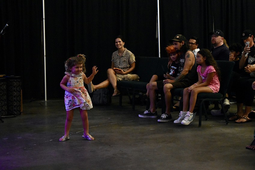 2-year-old Stella Fajersztajn-Madison takes to the dance floor.