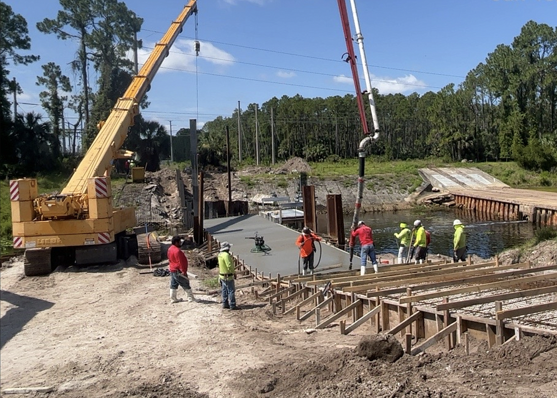 Custom Built Construction is contracted with three city projects, including the weir replacement at Royal Palms Parkway and Town Center. Photo courtesy of the city of Palm Coast