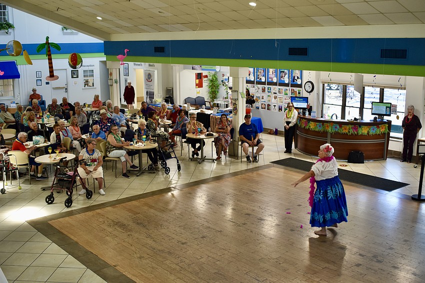 Barbara Winsten of Aloha Nui Hula Dancers performs for the event guests.
