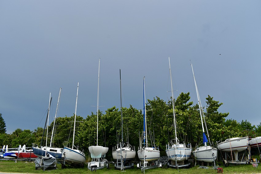 Storm clouds approach at the Sarasota Sailing Squadron.