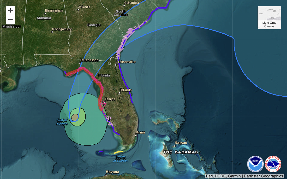 Hurricane Idalia's projected path as of 8 p.m. Tuesday, Aug. 29. Image from the National Hurricane Center
