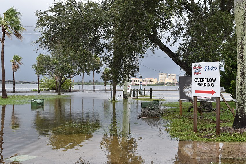 Caddy's sign in Bradenton along the Manatee River takes on a different meaning after Hurricane Idalia went through.