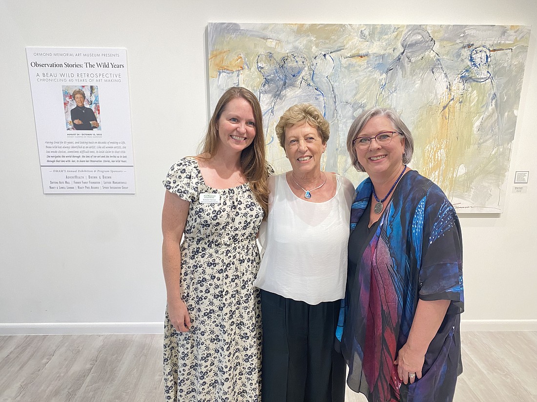Kristin Heron, senior curator of exhibitions and education at OMAM; artist Beau Wild; and exhibition curator Fran Gardner. Courtesy photo