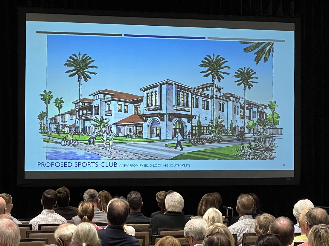 A slide shown at the Ponte Vedra/Palm Valley Architectural Review Committee meeting Sept. 6 shows the proposed sports club at the Ponte Vedra Inn & Club.