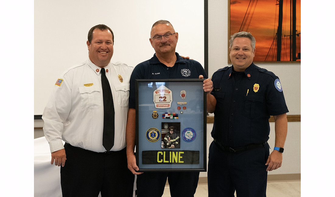 From left: Fire Chief Kyle Berryhill, Lt. Richard Cline and Battalion Chief Thomas Ascone. Photo courtesy of the city of Palm Coast