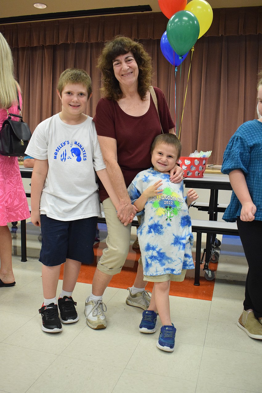 Luka Tabachnick, a second grader, has a blast with his grandmother Jean Fox and brother Zayden Tabachnick, a kindergartner. 