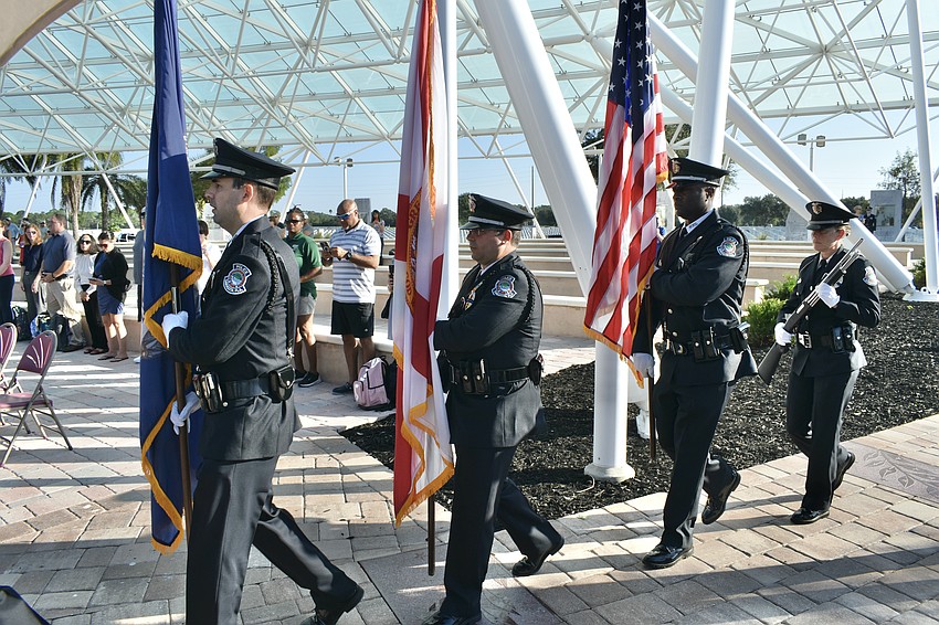 Members of the Sarasota Police Department march as the Color Guard.
