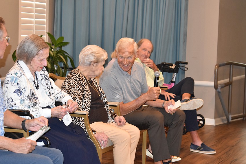 Ann Patterson, Mary Myers and Jim Myers at Grand Living Sept. 15 on Mary Myers' 100th birthday.