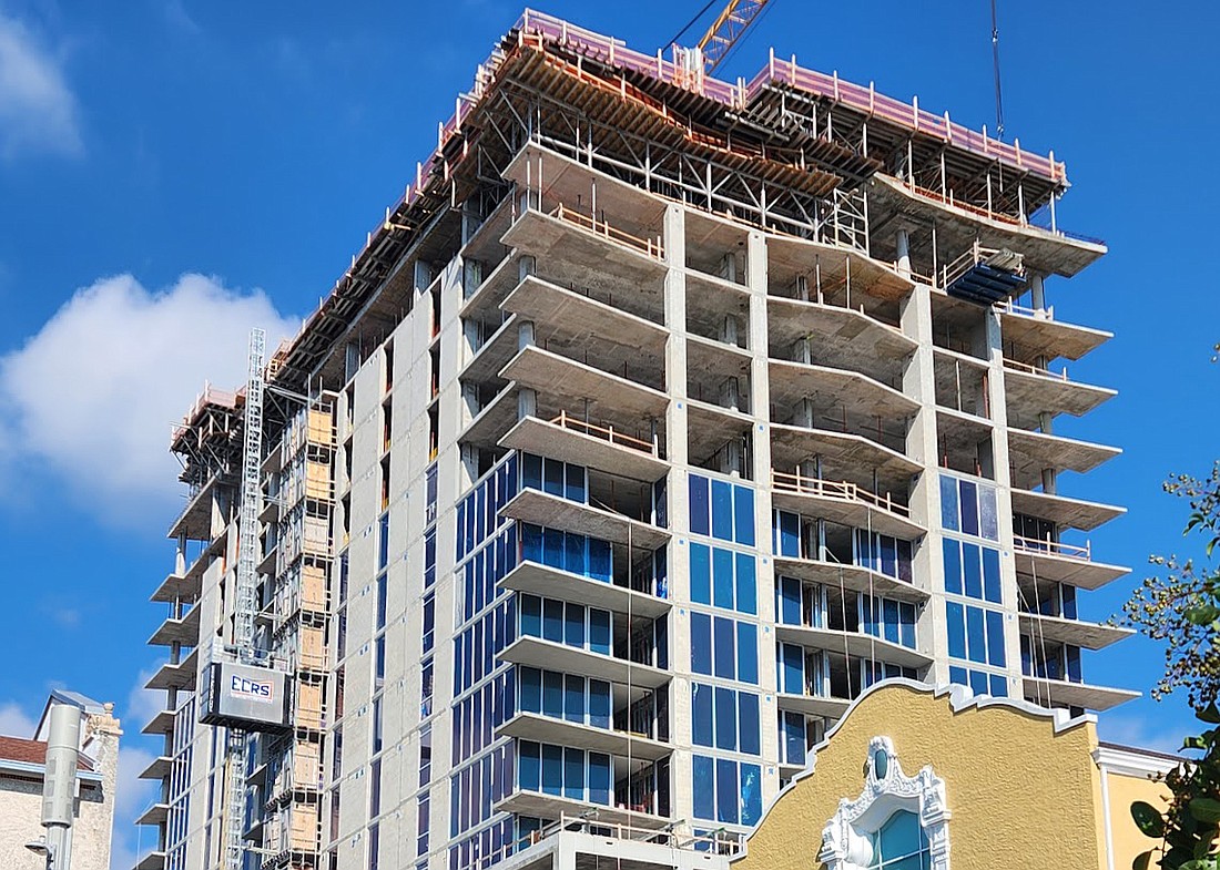 Reflection condo tower was topped out on Friday and will take its first residents in the spring. The St. Pete tower will hold 88 units.