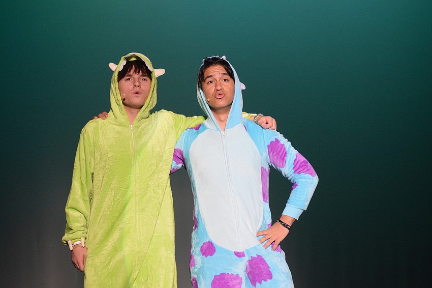 Two best friends, Mike Wazowski and Sully, who are portrayed by Michael Sandwall and Jacob Mazzone, sing 