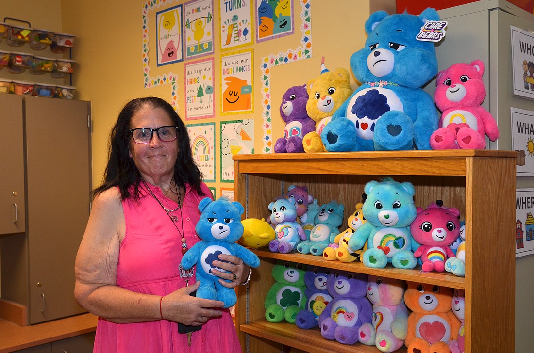 Catherine Terrell’s collection of Care Bears brightens up her kindergarten classroom at Tildenville Elementary.