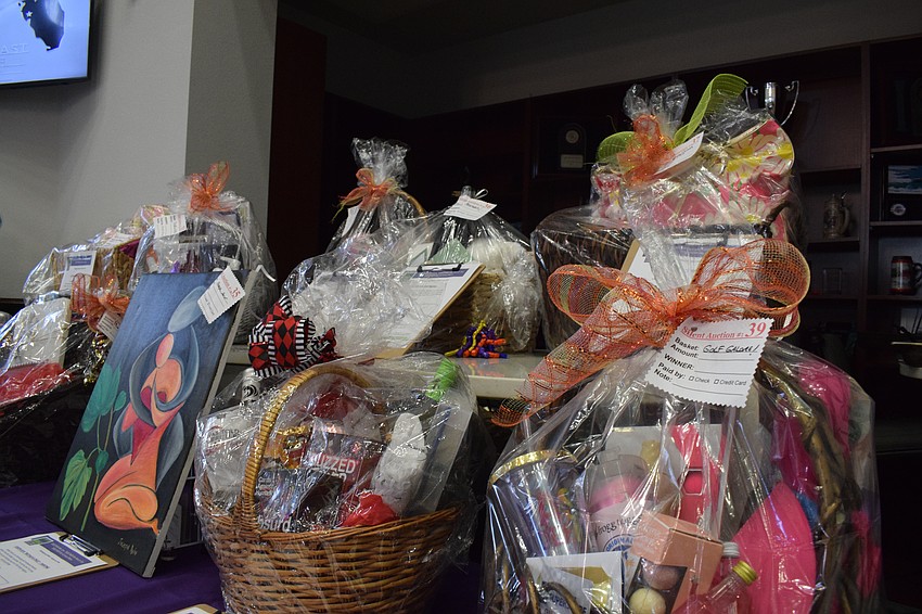 Items are donated to be put in baskets for the silent auction.