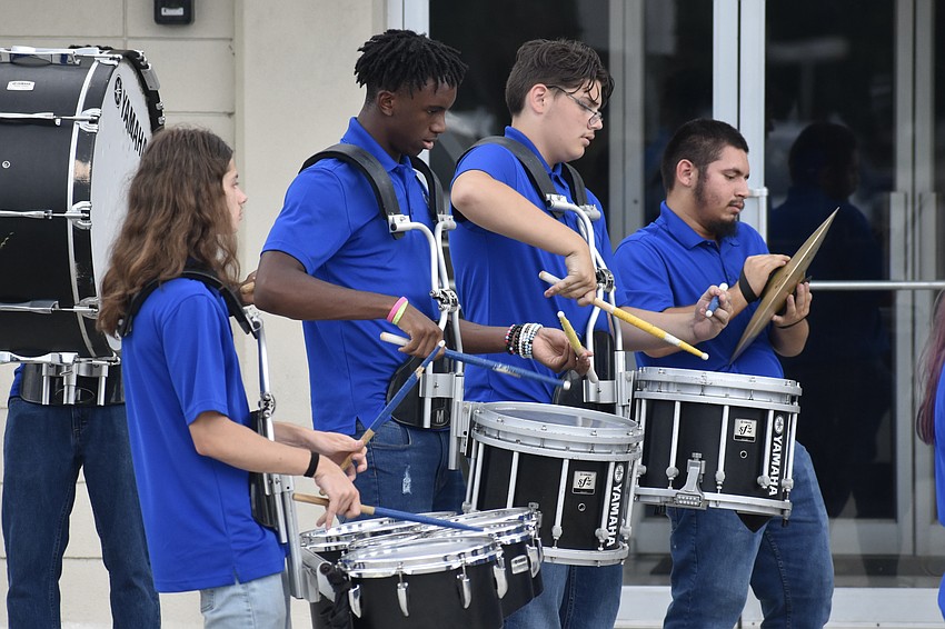 Bayshore Elementary students Kamden Cintron, Krys McGriff, Andrew Hargraves and Josh Bonilla-Grillo provided some of the musical accompaniment at the event, along with the rest of the school band.