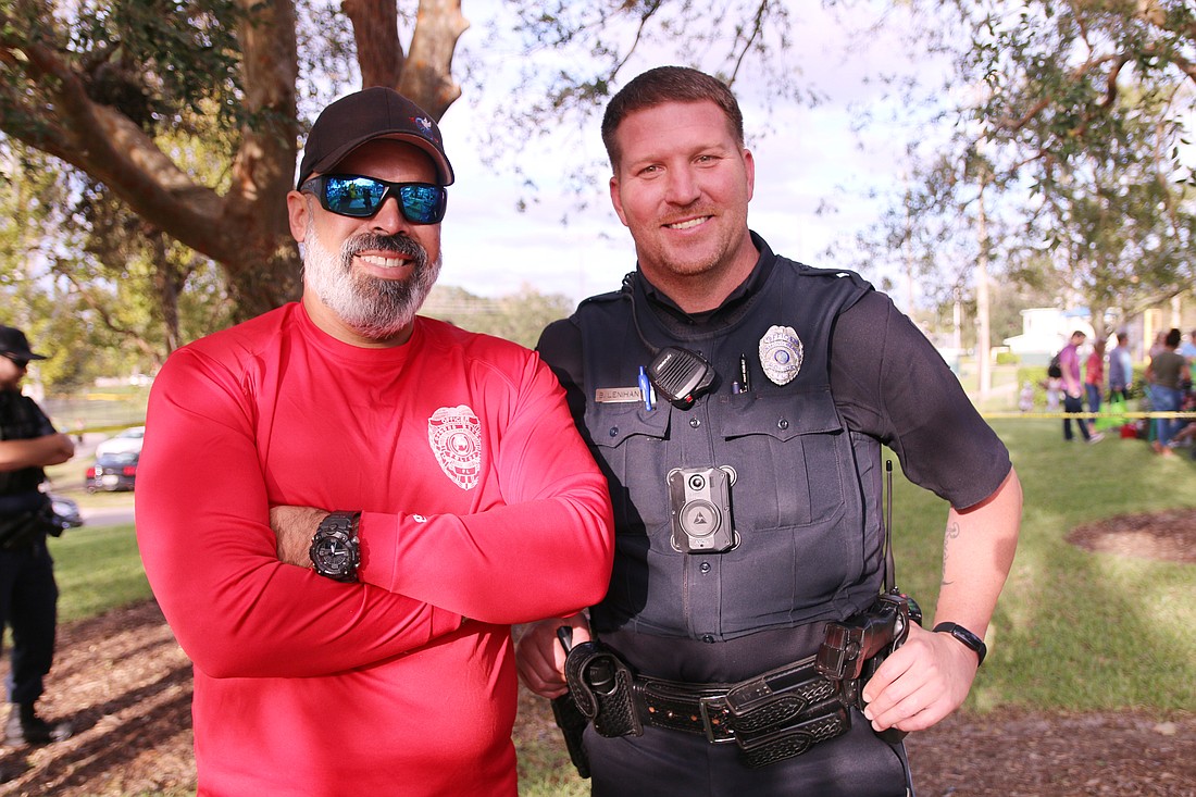 Ormond Beach Police Officers Carlos Ortiz and Brian Lenihan during the 2022 National Night Out event. File photo