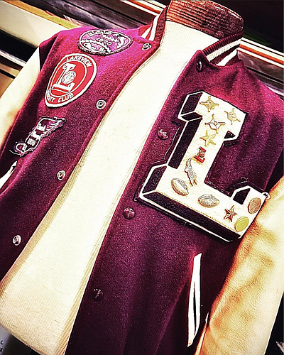 This Lakeview High School letterman jacket was donated by multi-sport athlete Rusty Jenkins.