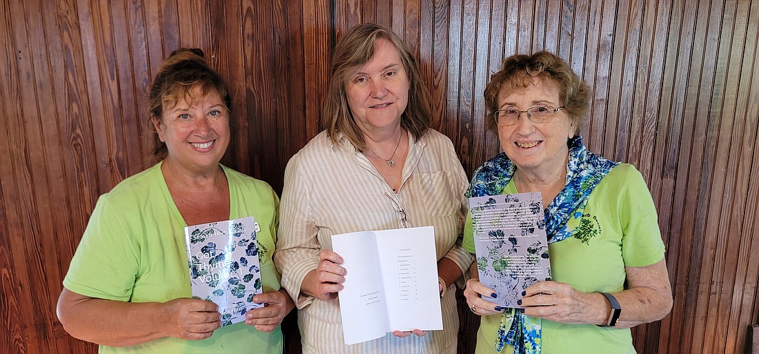 Rebekah Mead, newsletter and book editor; Amanda Hale, technical-producer of the Amazon format; and Trish Vera, local artist and designer of our cover. Courtesy photo