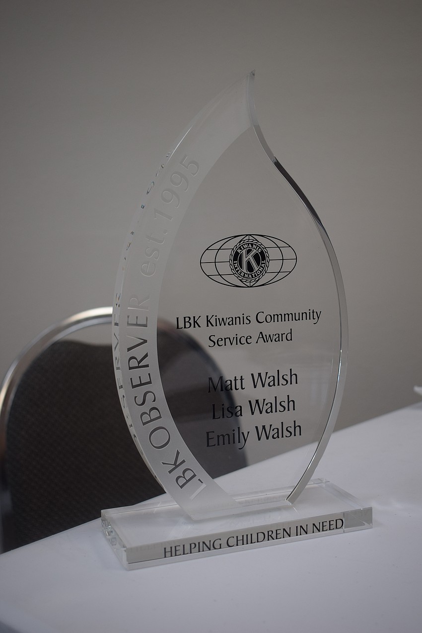 LBK Kiwanis Community Service Award presented to the Walsh Family