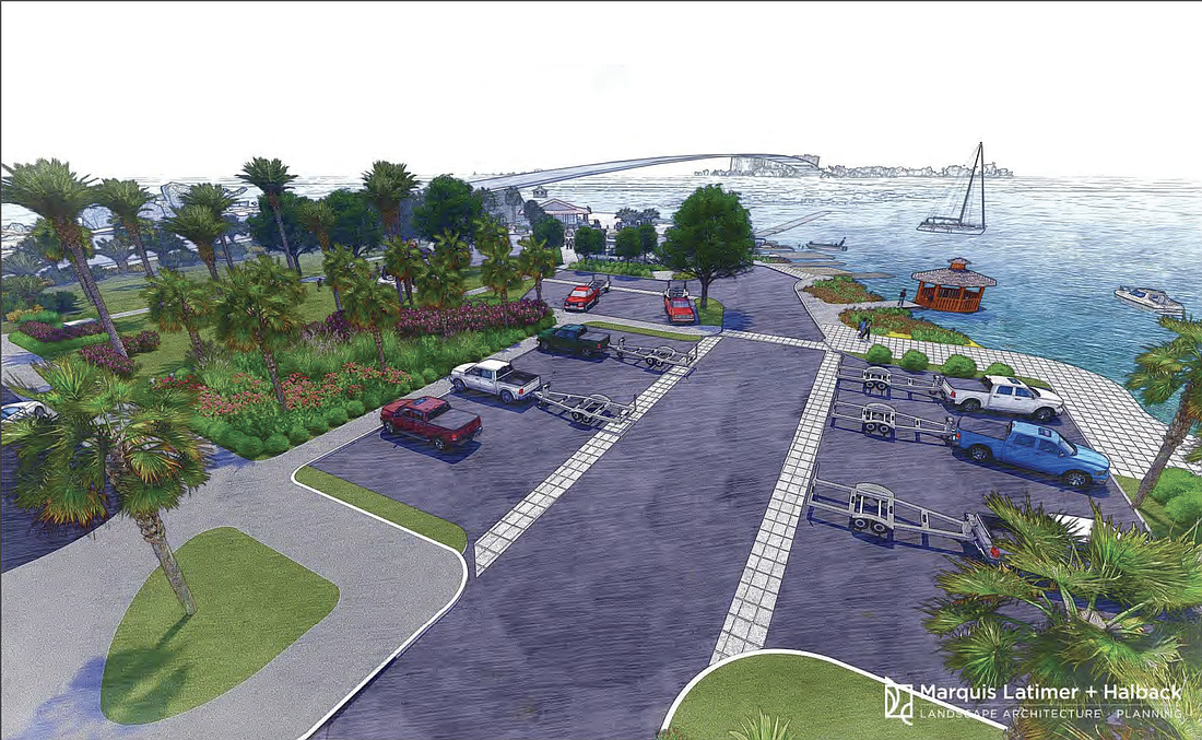 Cassen Park's redesign includes more boat trailer parking spaces — 48 of them. Rendering by Marquis Latimer + Halback