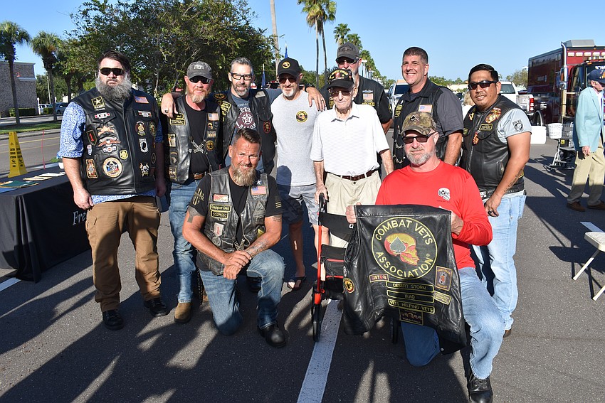 The Combat Veterans Motorcycle Association of Sarasota and St. Petersburg rolled into Bradenton to honor 105-year-old World War II veteran John Skeen during 