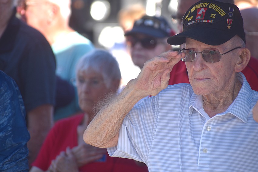 John Skeen, a 105-year-old World War II veteran, is honored during 