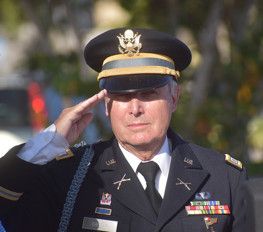 Retired Army Capt. Tom Carter was the master of ceremonies at 