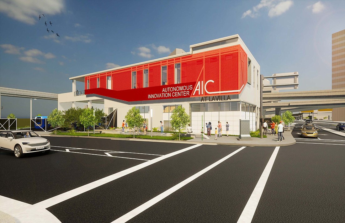 The Jefferson Street view of the Jacksonville Transportation Authority’s proposed Ultimate Urban Circulator building in LaVilla.