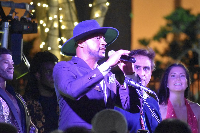 Mayor Kyle Battie addresses the crowd.