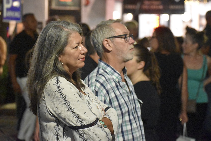 Diane Morgan and David Scarbrough watch the performance.