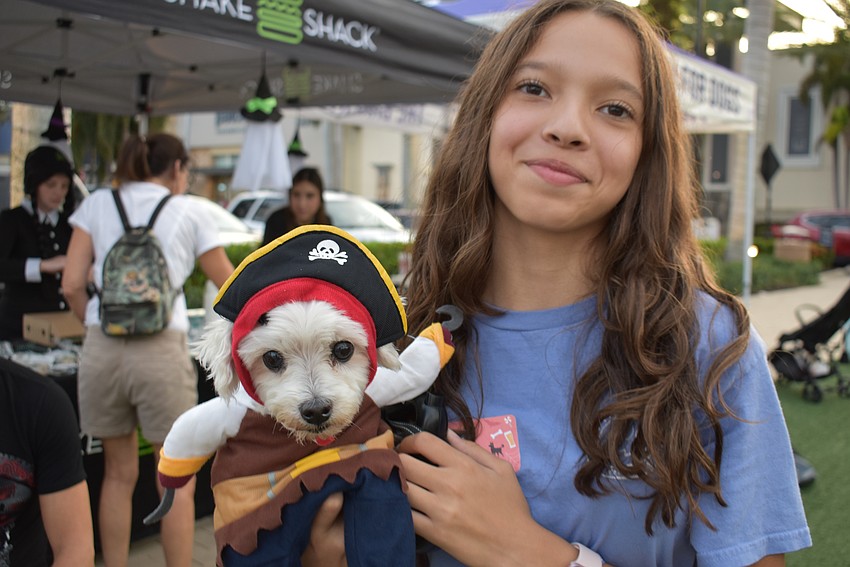 Sarasota's Val Monroy gets her little pirate, 11-year-old Maltipoo Kuky, ready for the contest.