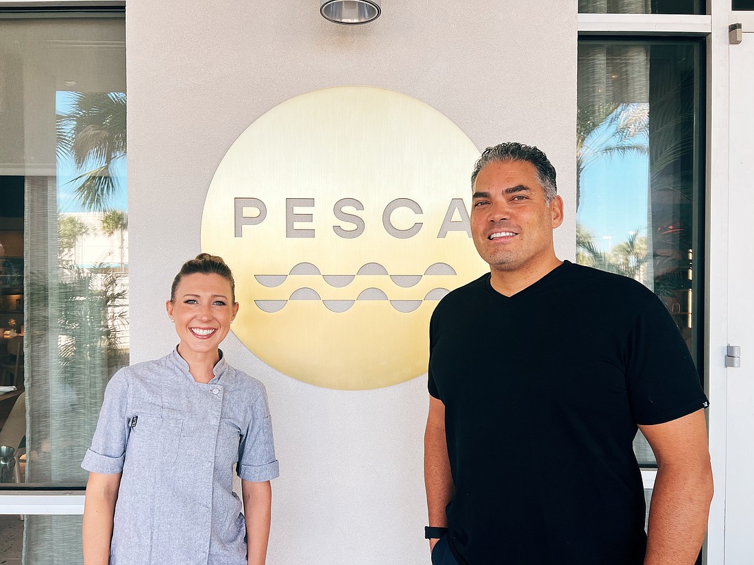 Pesca Vilano restaurant Pastry Chef Rebecca Reed and Chef Michael Lugo. The restaurant is in the Hyatt Place hotel at 117 Vilano Road in Vilano Beach.