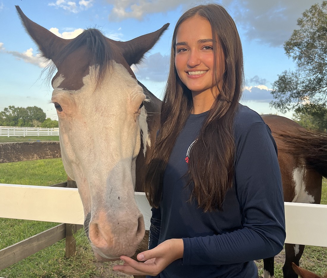 East County's Ellie Blitz and her horse, Gunner, look forward to improving at Western dressage and continuing to volunteer at Sarasota Manatee Association for Riding Therapy.